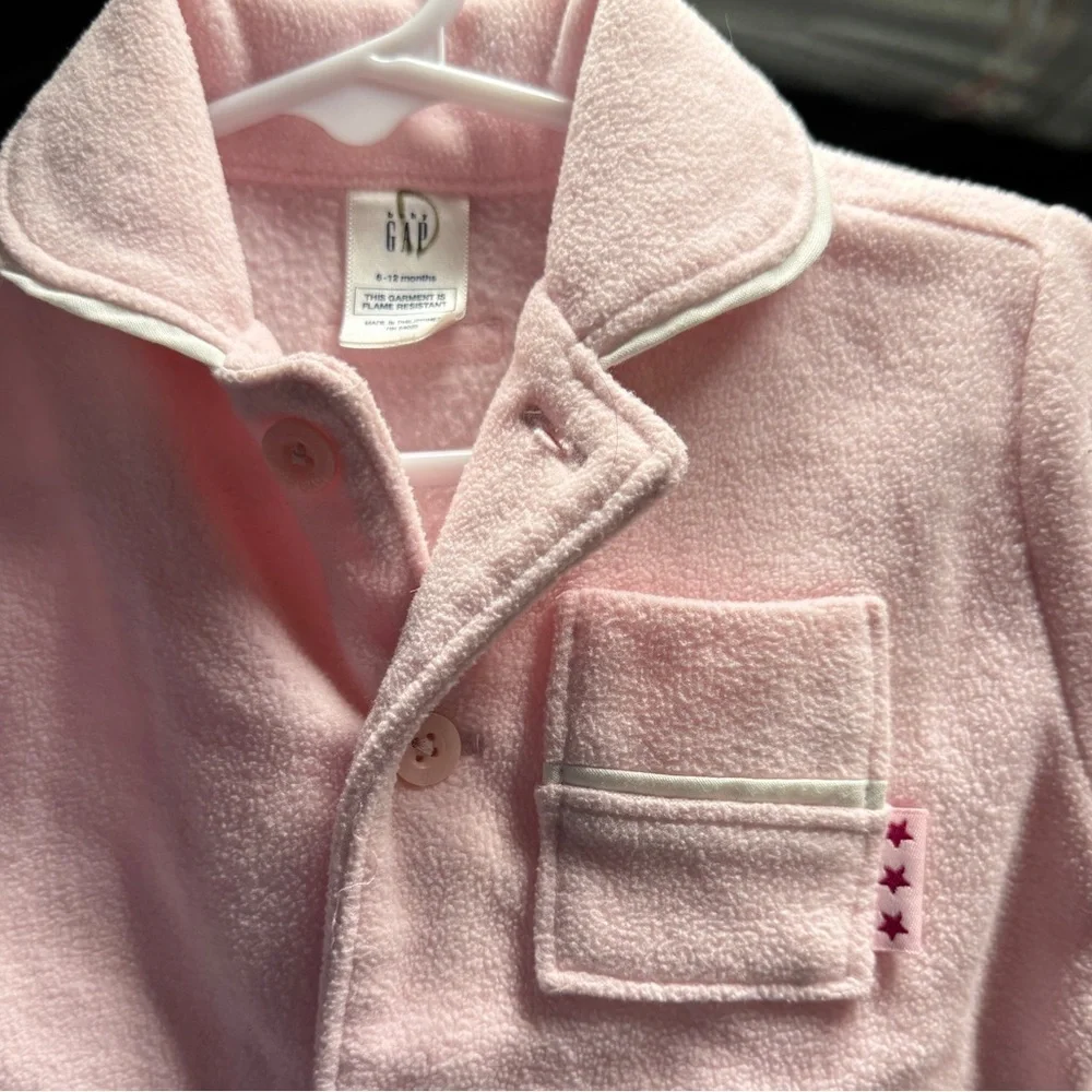 Baby Gap Pink Fleece Pajama Button Down Pajama Top